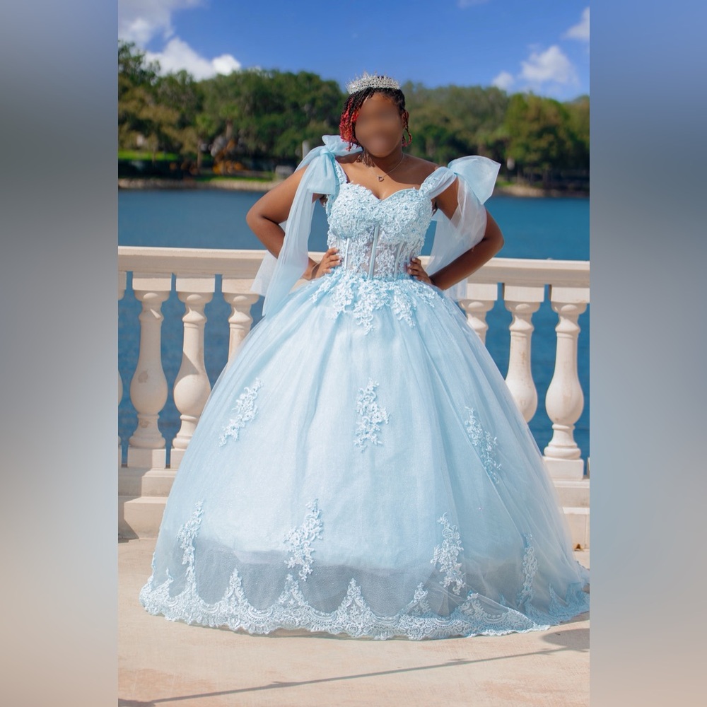 Elegant Light Blue Ball Gown Dress